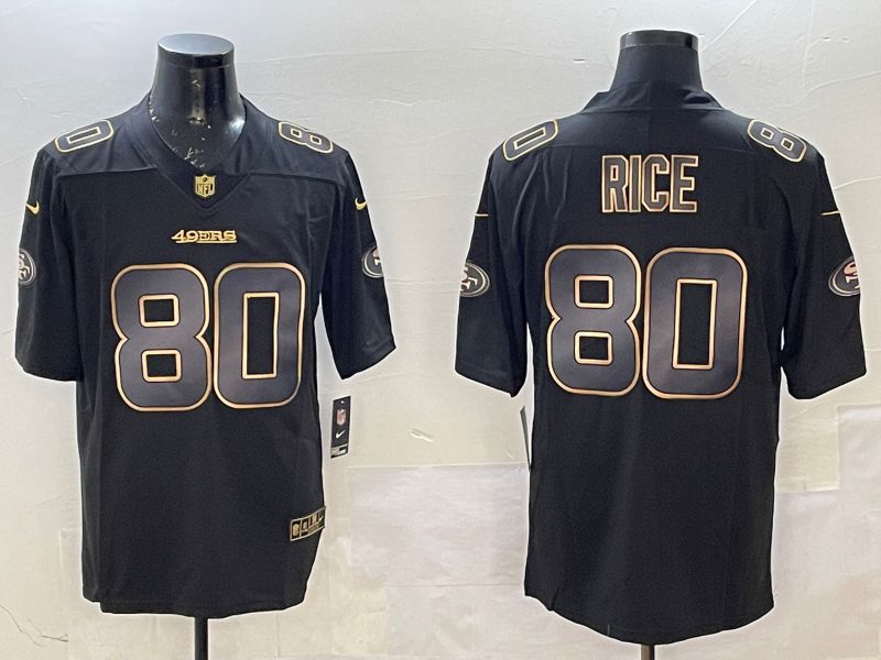 Men San Francisco 49ers #80 Rice Black Gold 2025 Nike Limited NFL Jersey style 1